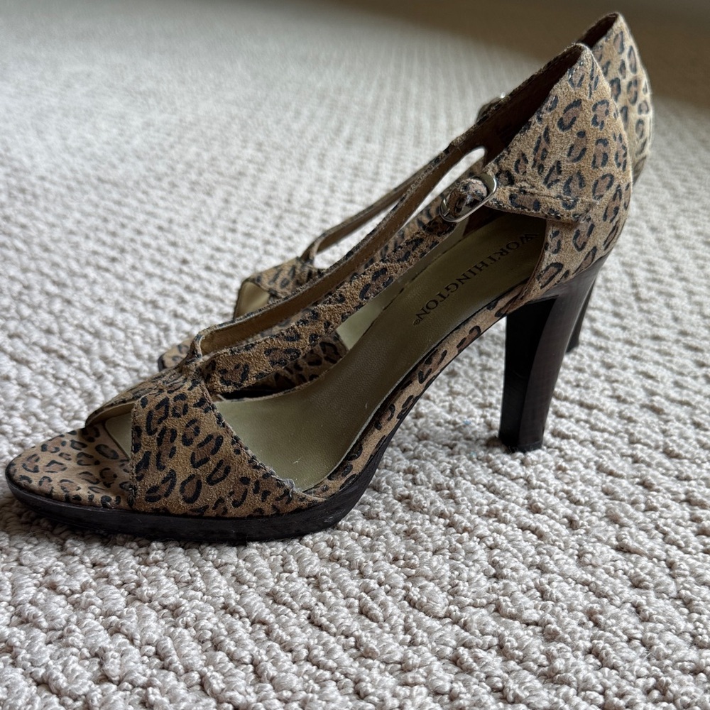 Worthington Animal Print T-Strap Heels